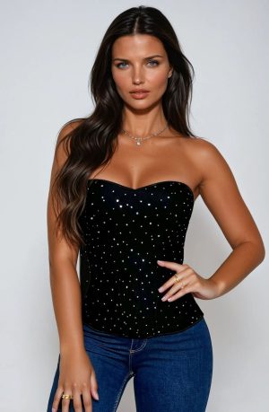 YesX YX895 Sequin Corset Black