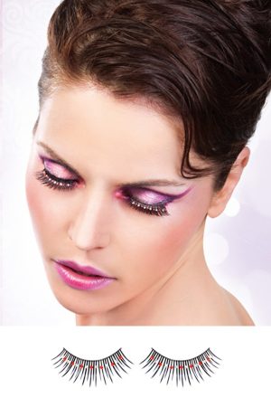 Black-Red-White Rhinestone Eyelashes - BE483