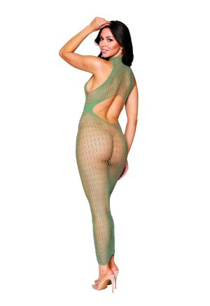 Dreamgirl - Dreamgirl Seamless Geometric Fence Net Design Bodystocking Gown  - DG0489