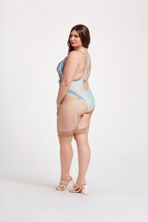 Lace up, racerback lace and mesh teddy - STM11517X