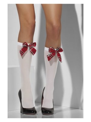 Opaque Knee High Socks, White - FV23149