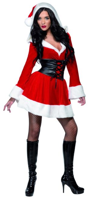 Fever Hooded Santa Costume, Red - FV36988