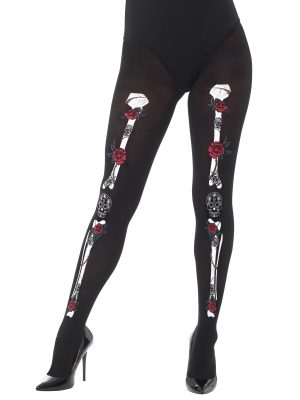 Opaque Day of the Dead Tights, Black - FV43101