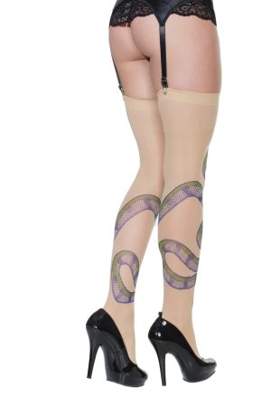 Coquette - Sheer Stocking With Snake Print - CQ7264