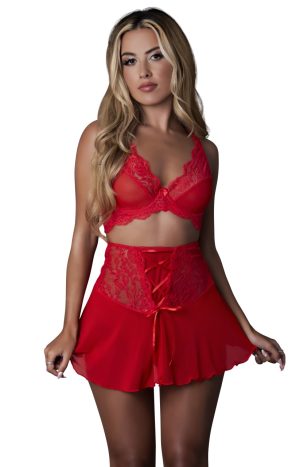 Exposed - Exposed Bralette, Cincher Skirt & Thong Set - MSM397