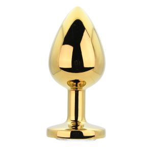Toosh Gold Metal Butt Plug Large Clear Stone